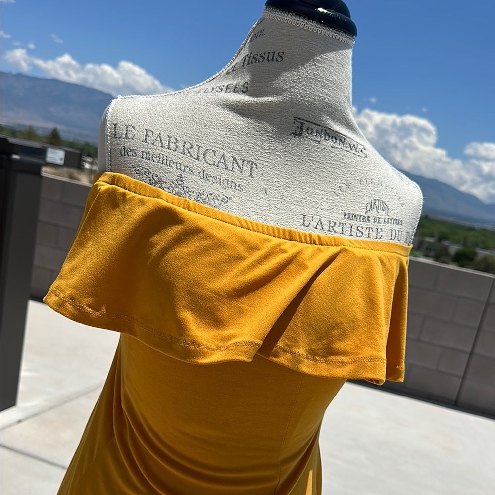 Yellow Ruched Off-Shoulder Mini Dress - Picture 17 of 17